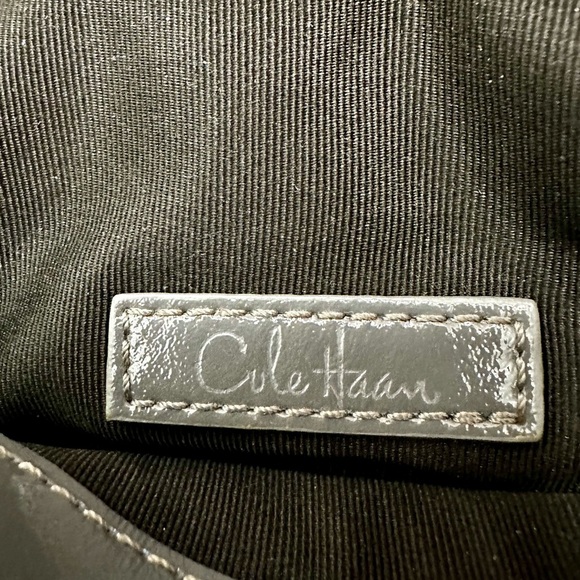 Cole Haan Gray Crocodile Print Camille Crossbody Bag Silver Chain Hardware Mini - Picture 3 of 16